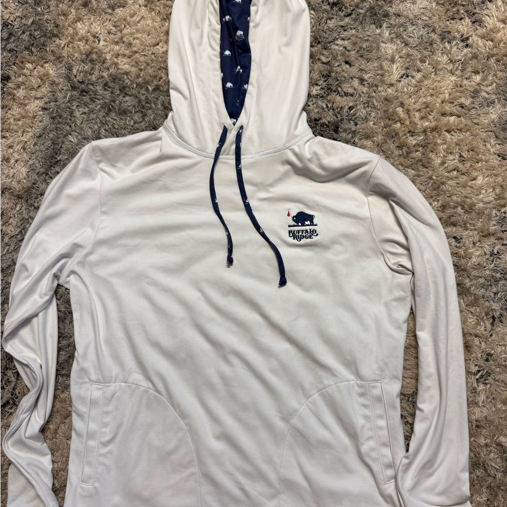 White Hooded Sweatshirt with Buffalo Logo
